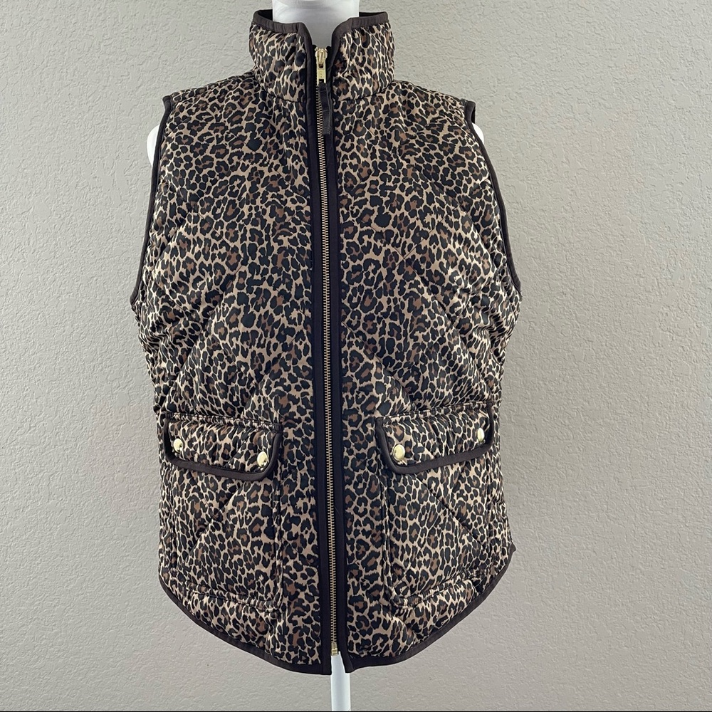 J Crew Women Leopard Animal Print Quilted Puffer Vest Jacket Small NEW AG538 - Picture 3 of 9